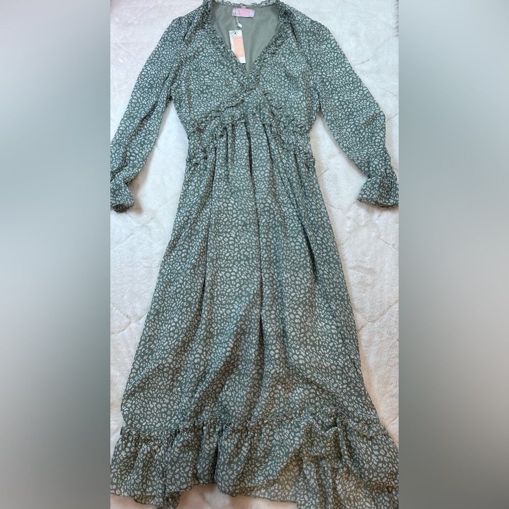 Midi dress C+D+M green white Medium New - Picture 2 of 9
